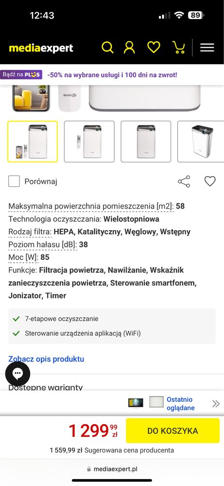 Oczyszczacz powietrza SETTI+ AP850W