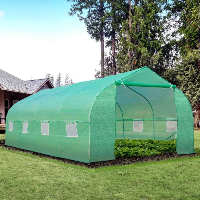 Estufa para Horta e Jardim 6x3x2m em Aço Galvanizado com 8 Janelas