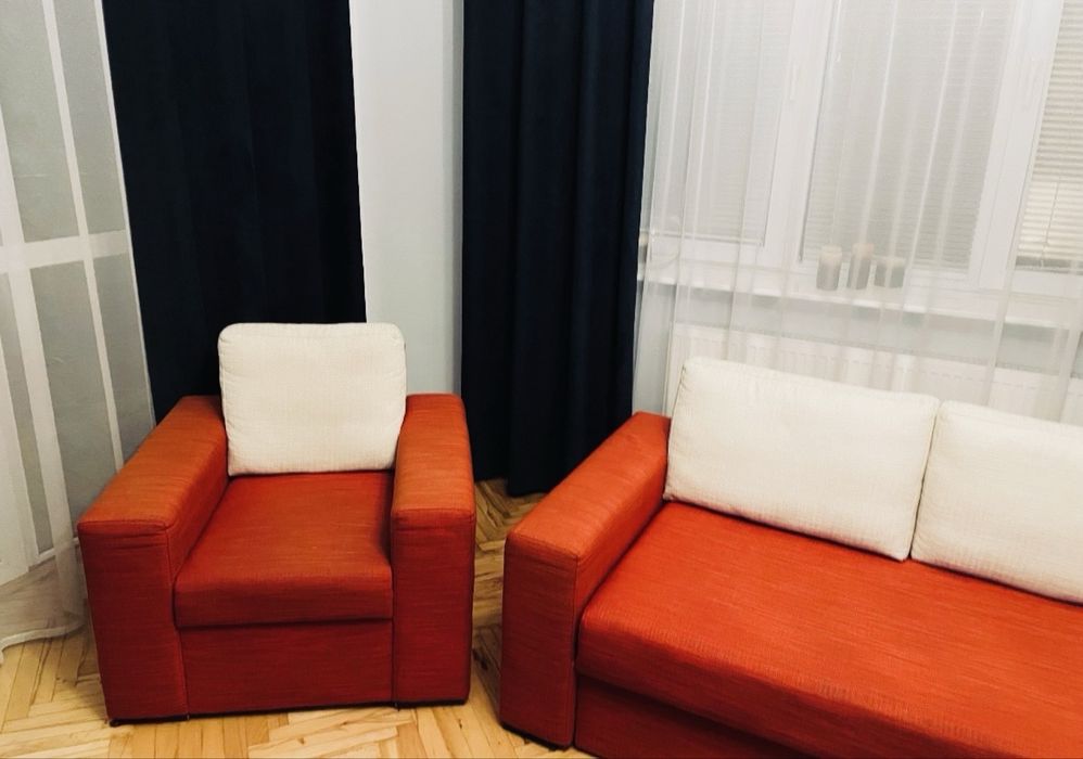 Sofa rozkladana z funkcja spania + Dwa fotele * Super Stan*