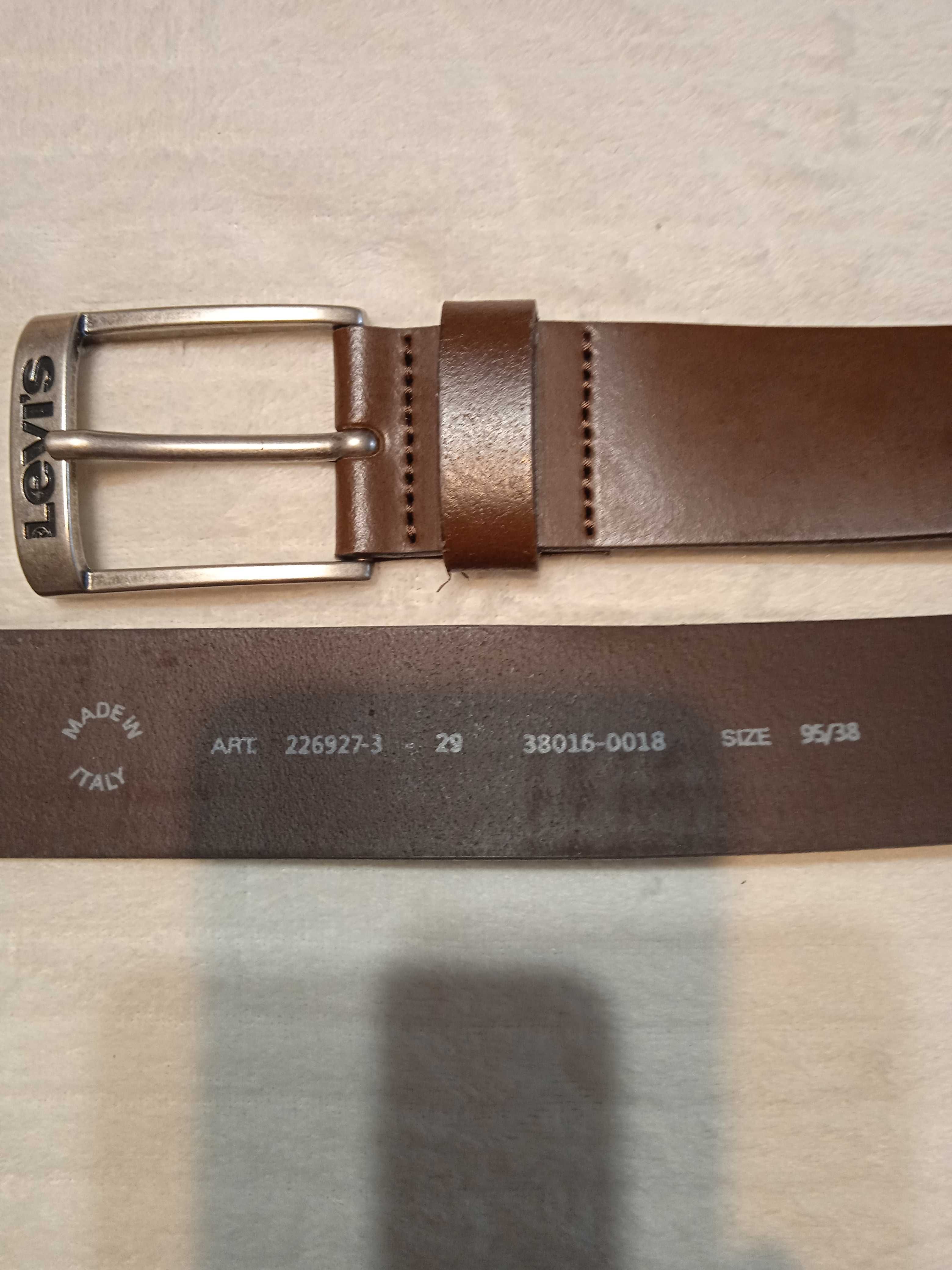 Levis Pasek Nowy męski ciemno-brązowy skórzany Rozmiar 95