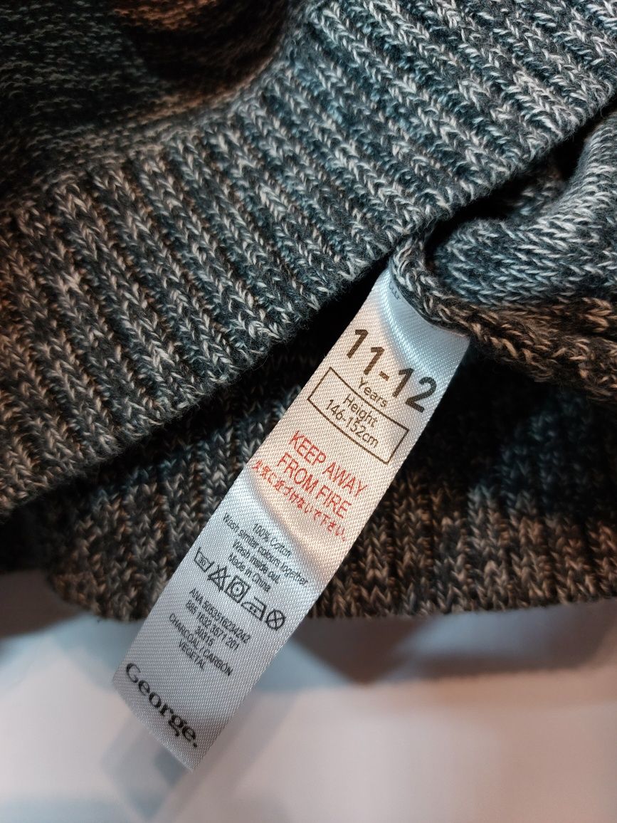 Szary sweter George 146/152 szara bluza sweterek polar ciepły sweter