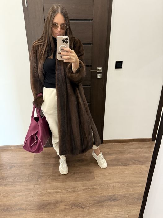 Futro naturalne z norek, nowe M L XL 125 cm