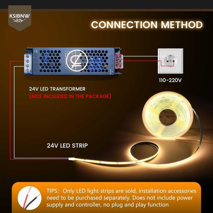 Taśma Led Cob 24v 10m Rolka 320 Led/M Neon 4000k Neutralna Biała Mocna