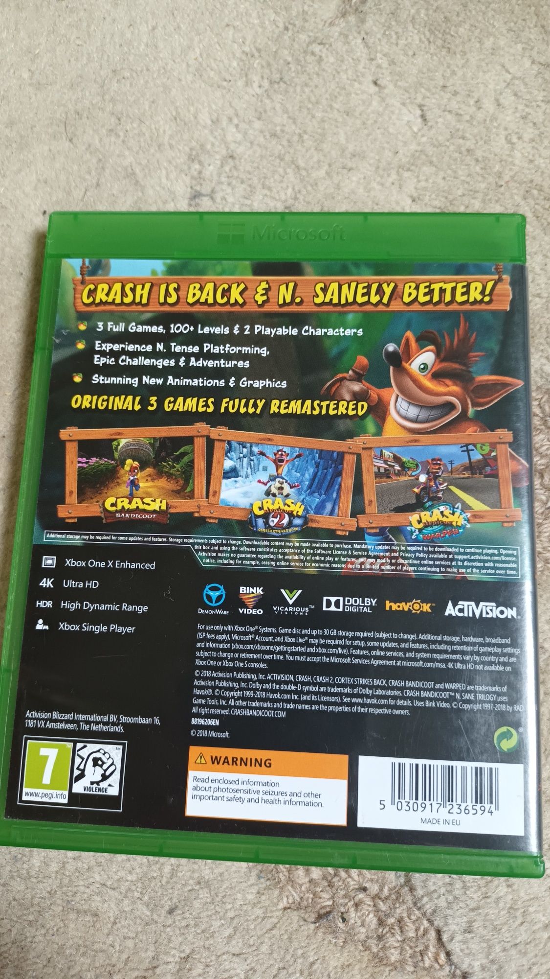 Crash Bandicoot N'sane trilogy Xbox One