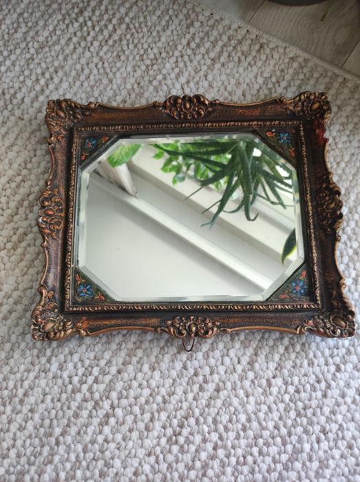 Piękne stare małe zabytkowe lustro lusterko Vintage retro PRL dekoracj