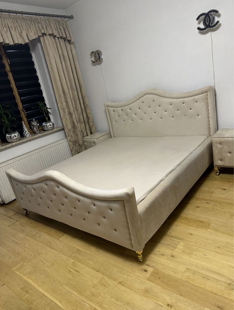 Łóżko w stylu Glamour 180×200 z pojemnikiem na pościel