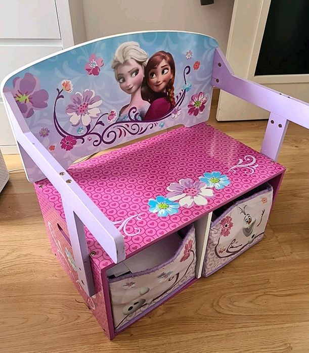 Mesa e banco da princesas Frozen  com gaveta