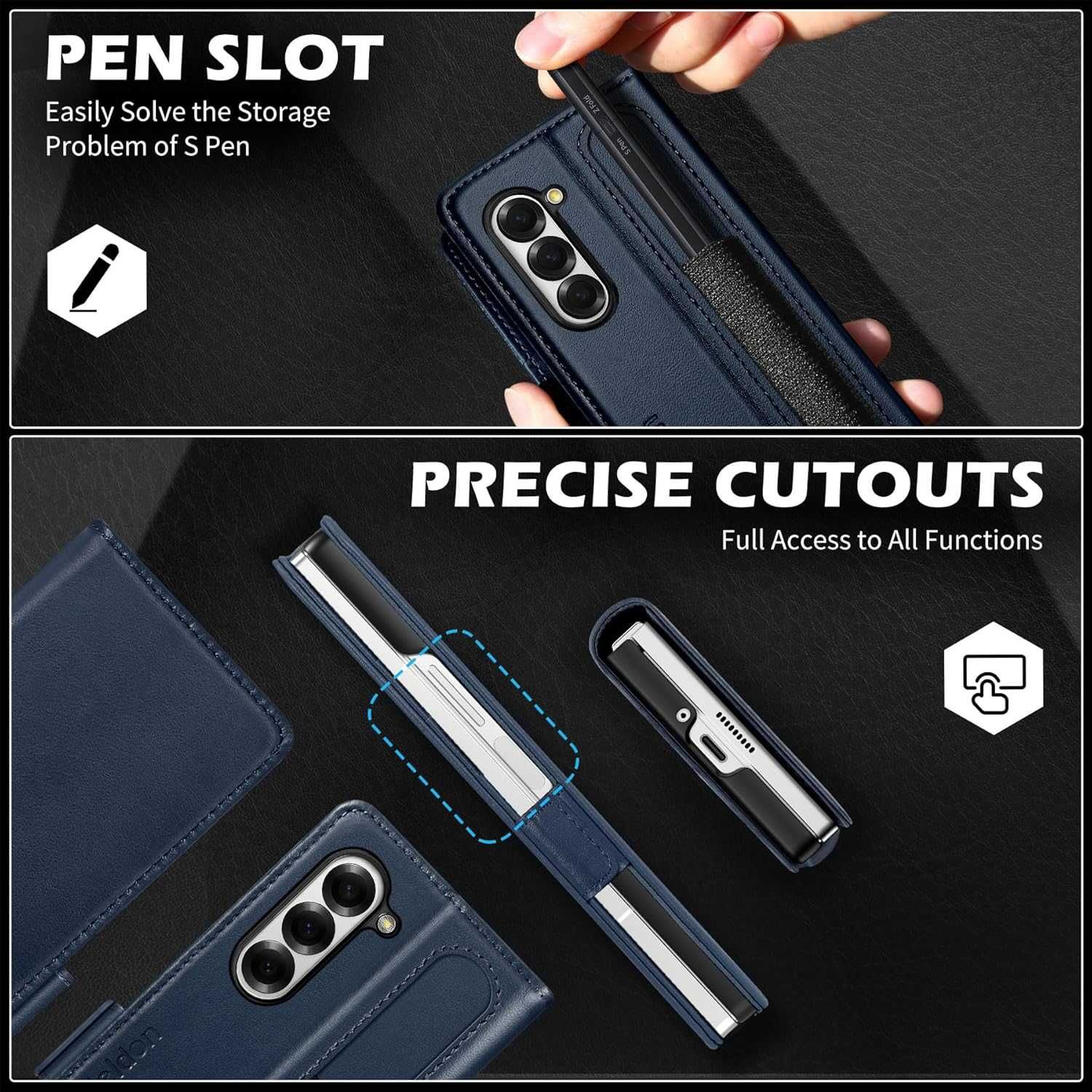 SHIELDON etui skórzane naturalne Samsung Galaxy Z Fold6 portfel Granat