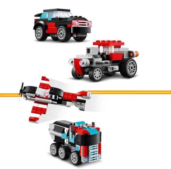 KLOCKI LEGO Creatot 3w1 Ciężarówka Laweta Helikopter Platforma Prezent