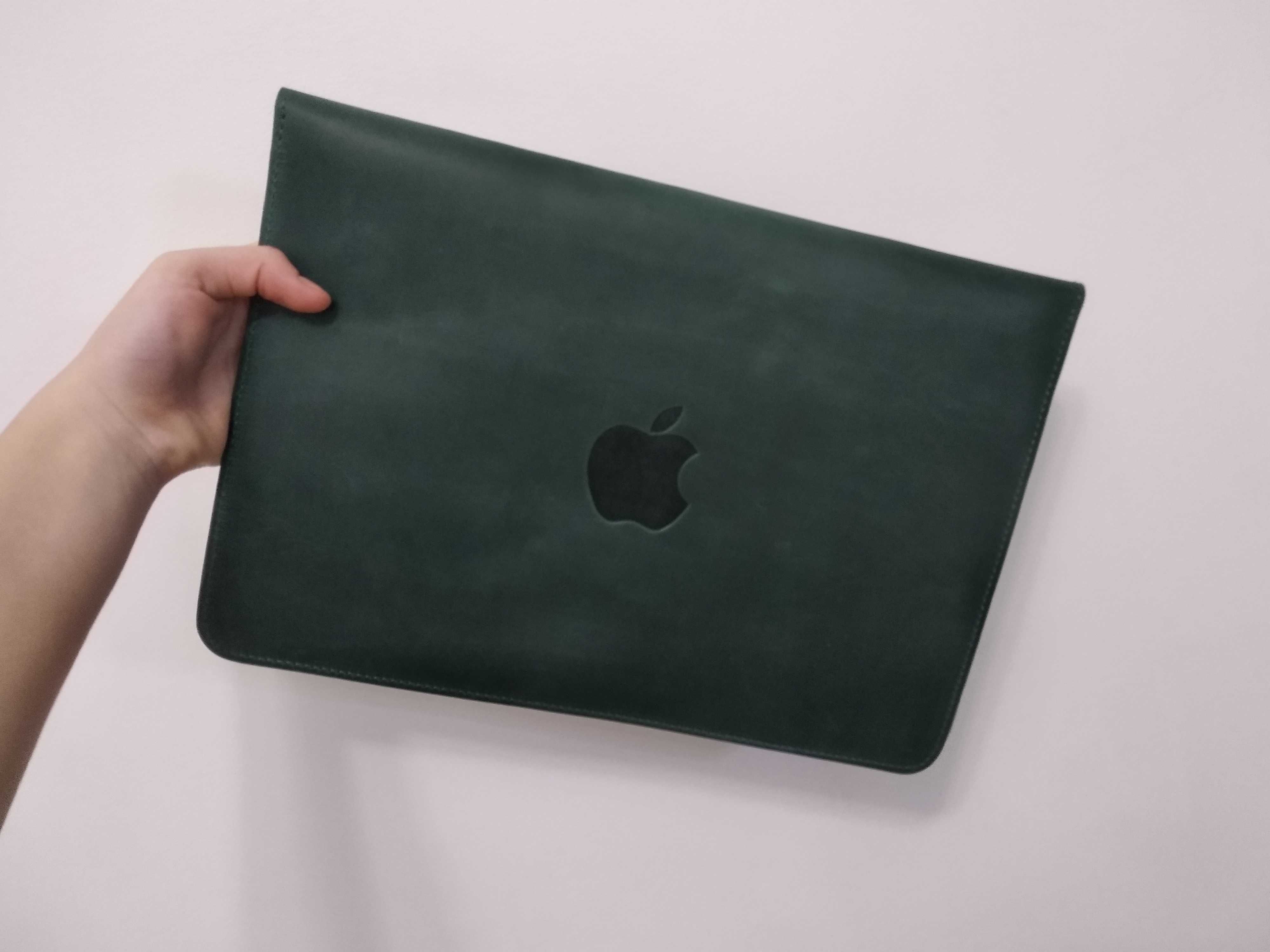 Конверт-чехол кожаный, для MACBOOK AIR/PRO 13'' на магнитах, зеленый