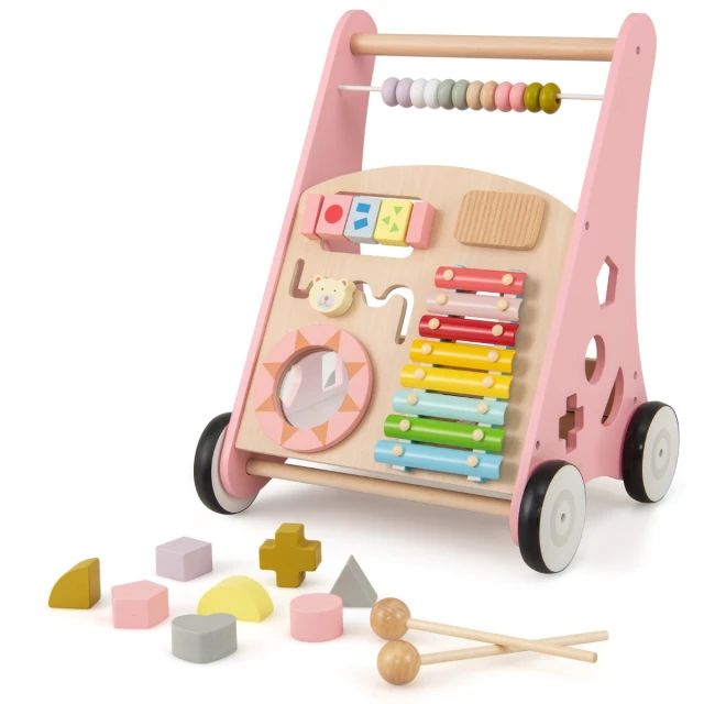 Drewniany chodzik dla dzieci z wbudowanymi funkcjami