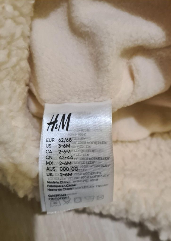 Czapka rękawiczki pilotka ciepła zimowa baranek komplet 62 68 H&M nowa