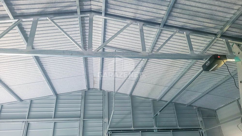 GARAŻ BLASZANY 7X6M Brama Uchylna Dwuskrzydłowa Dach Dwuspadowy Gb455