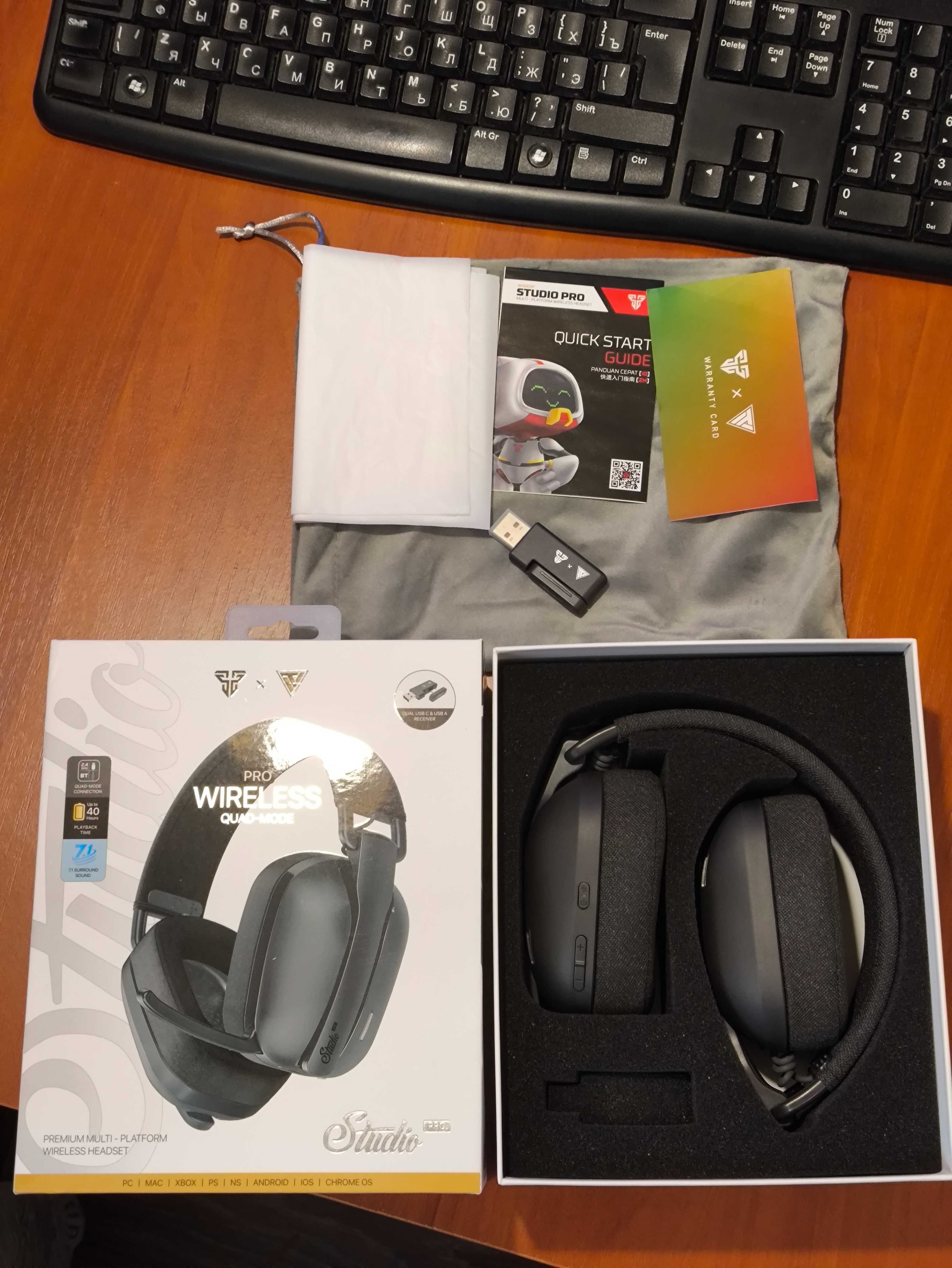 ‼️Ігрова бездротова гарнітура Fantech Studio Pro WHG03P Gray