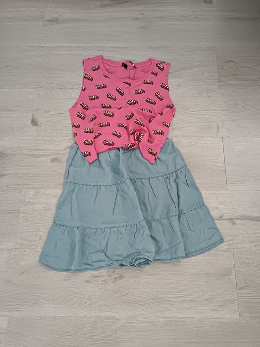 Komplet XS S spódniczka jeansowa t-shirt top