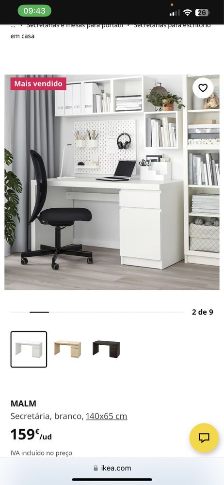 Secretaria MALM Ikea branca