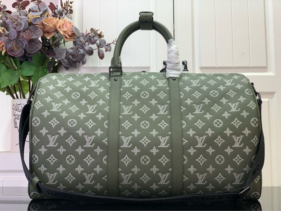 Louis Vuitton keepall зеленая сумка мужская спортивная дорожная