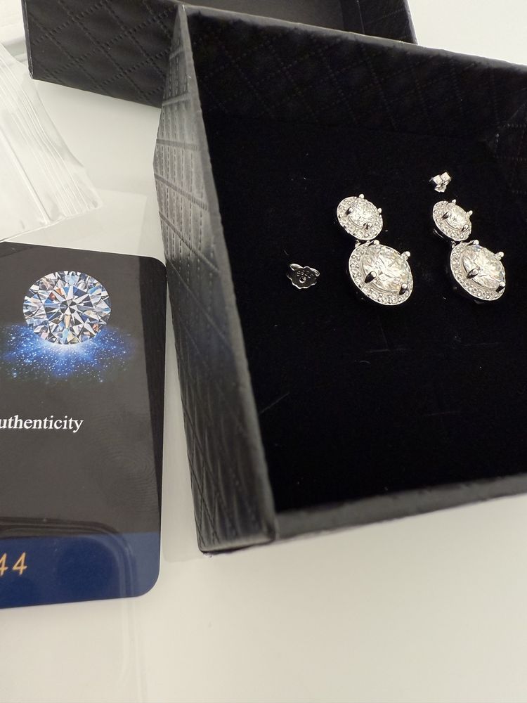 5 ct Сережки пусеты с муассанитами бриллиантами серебрянные