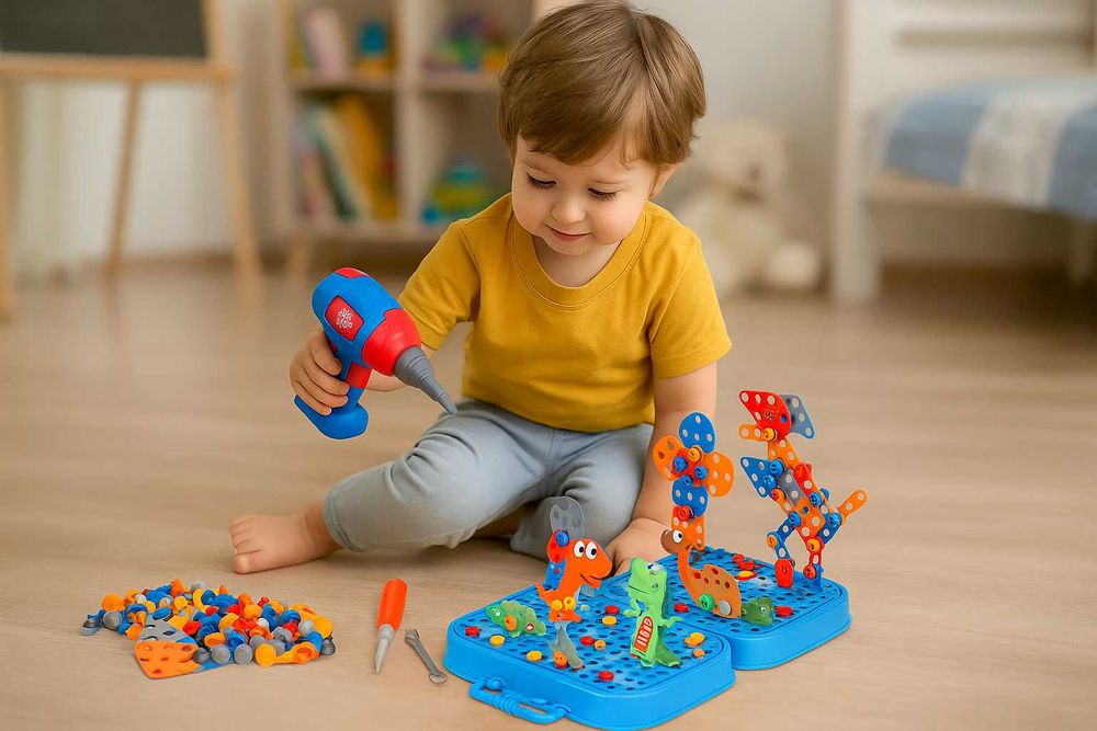 Дитячий іграшковий конструктор-набір інструментів з шуруповертом 351шт