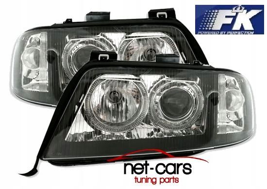 Reflektory Lampy przód AUDI A6 C5 97-01 H7 Angel Eyes czarne