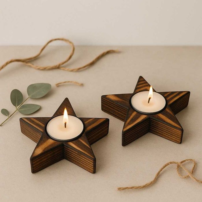 świecznik drewniany gwiazda gwiazdka ręcznie robiony wyjątkowy urok