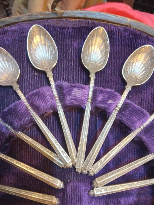 Conjunto  colheres  em prata com estojo