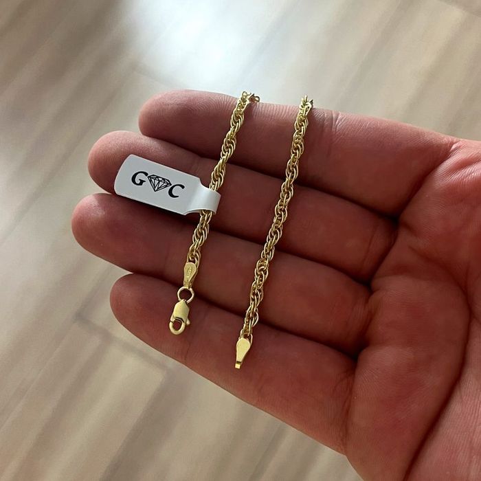 Złota Bransoletka Damska Splot Kordel Srebro Próba 925 Pozłacana 20 cm