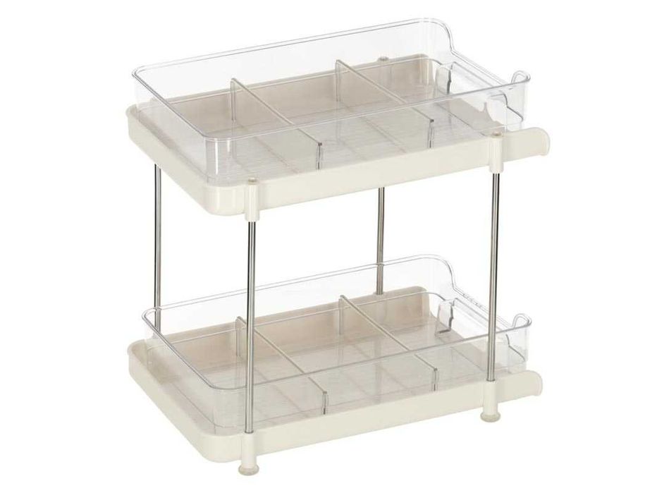 Organizer 2 poziomowy do łazienki kuchni wysuwane półki z przegrodami