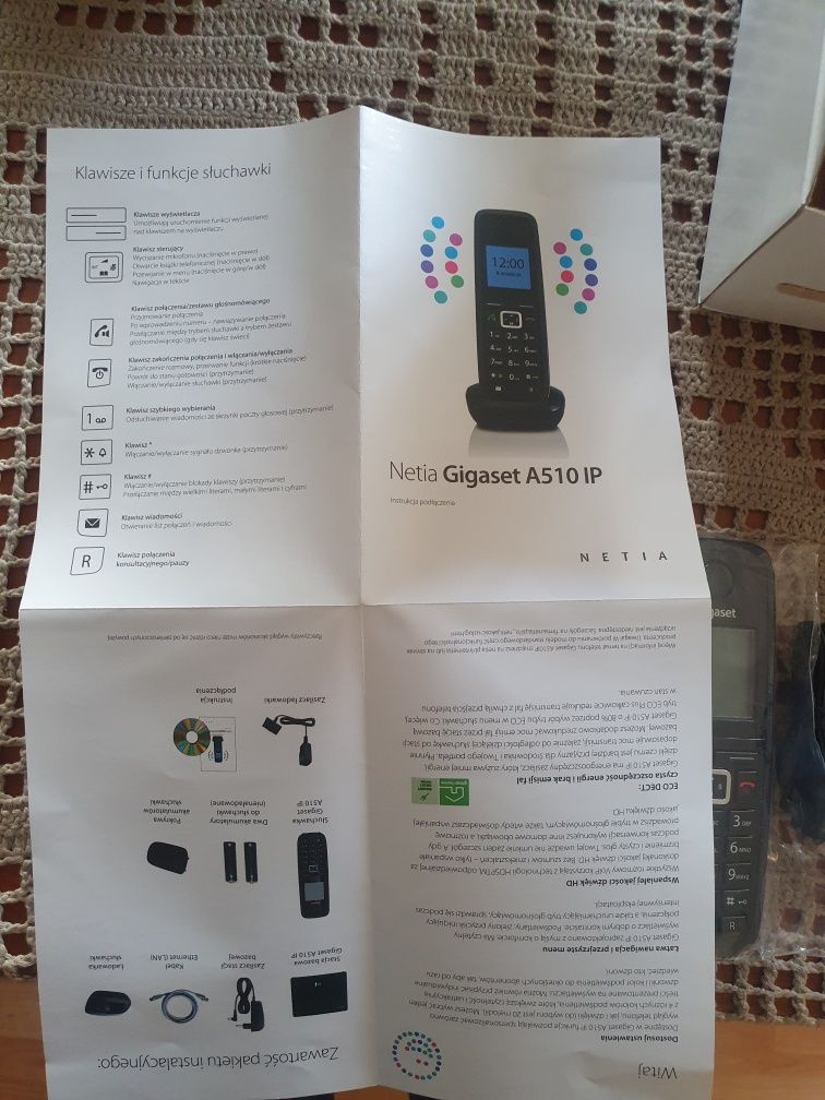 Telefon stacjonarny bezprzewodowy Netia Gigaset A510 IP