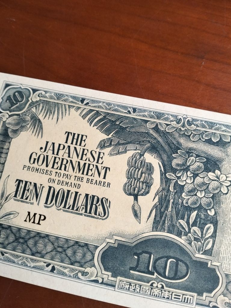 Nota Ocupação Japonesa Malásia - Ten Dollars