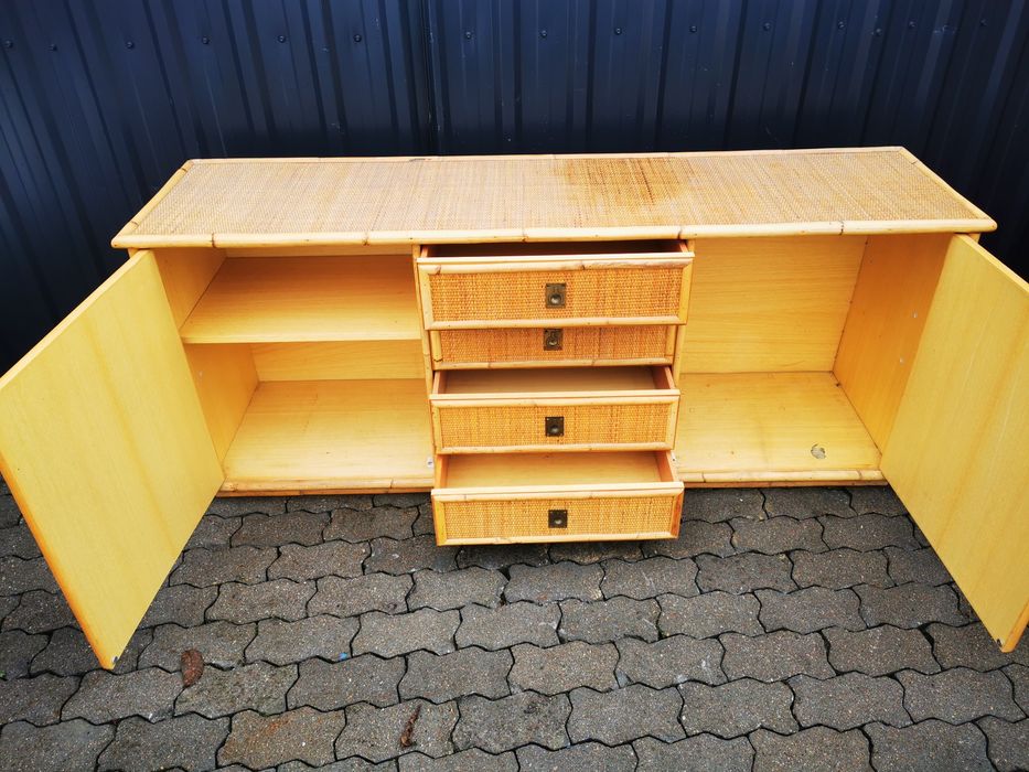 Duża szafka komoda z rattanu 182cm z Niemiec