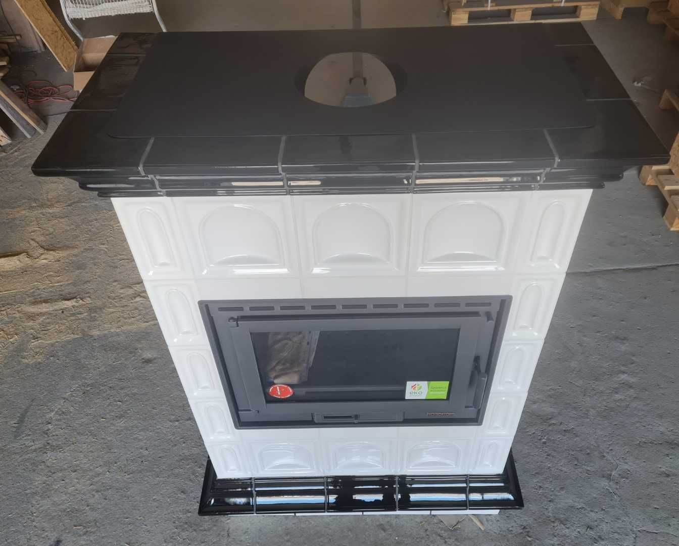 Piec kaflowy wolnostojący MALAGA 13kW biało/czarny - NOWY