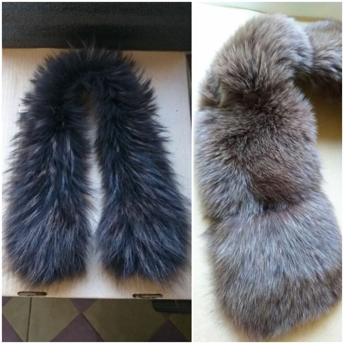 Мех песец , воротник енот , опушка  .
