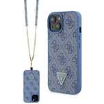 Etui Guess Crossbody 4G Metal Logo do iPhone 15 - niebieskie