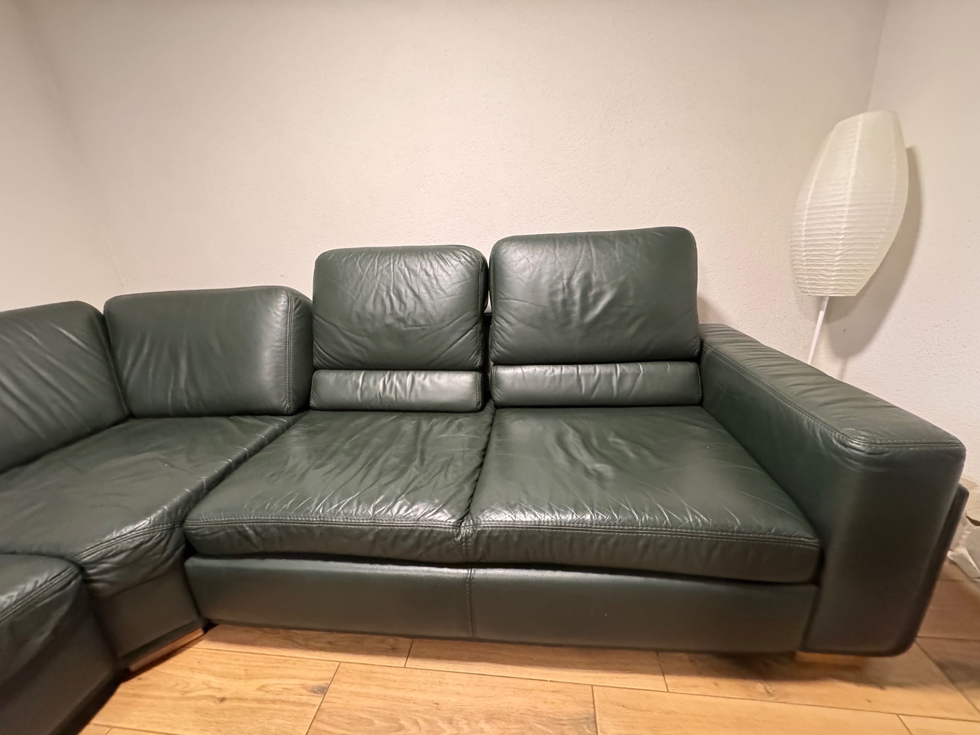 Narożnik skóra naturalna Etap sofa z funkcją spania c. Zieleń