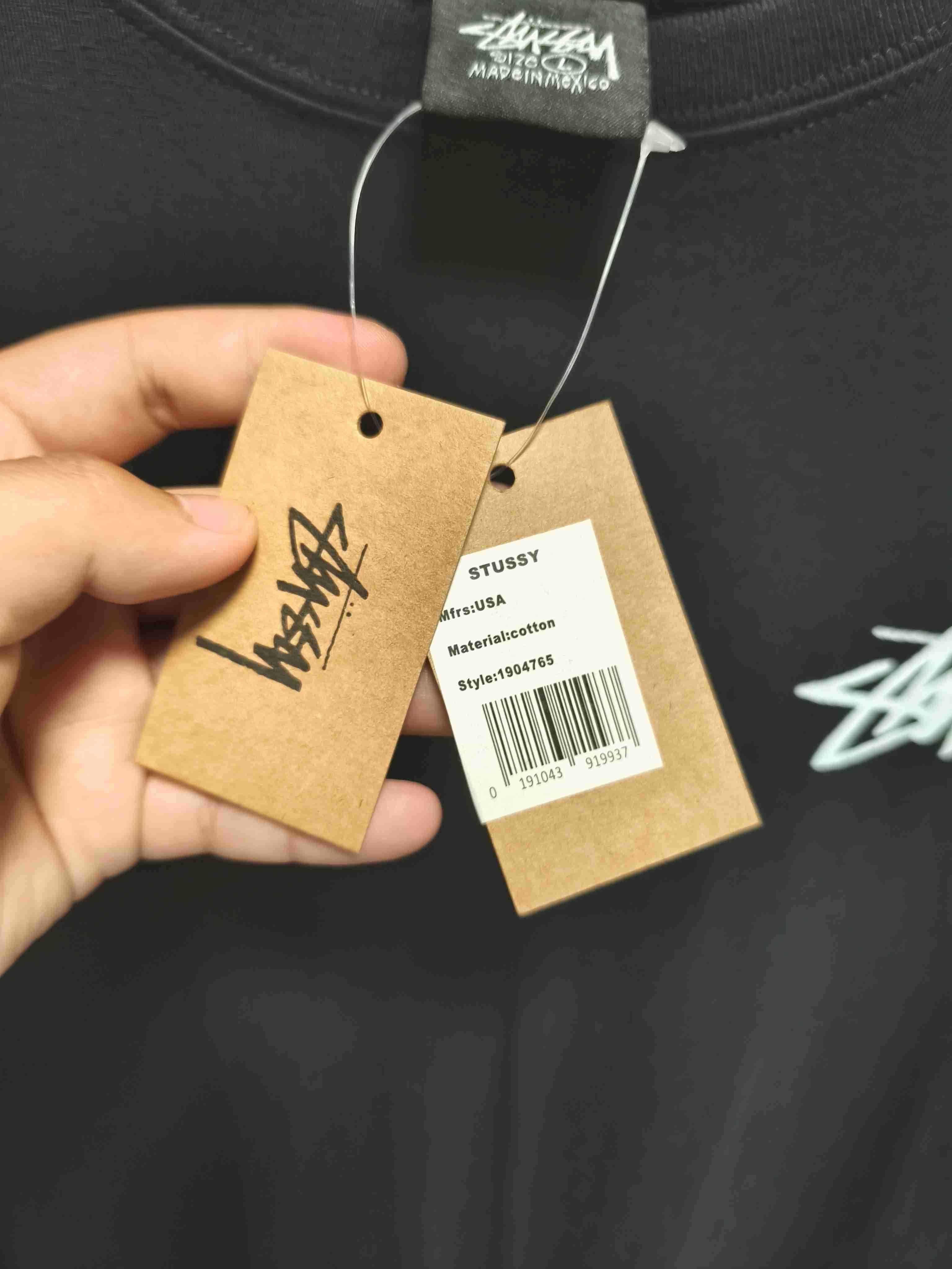 Stussy Męska Czarna Koszulka z Nadrukiem Rozmiar L