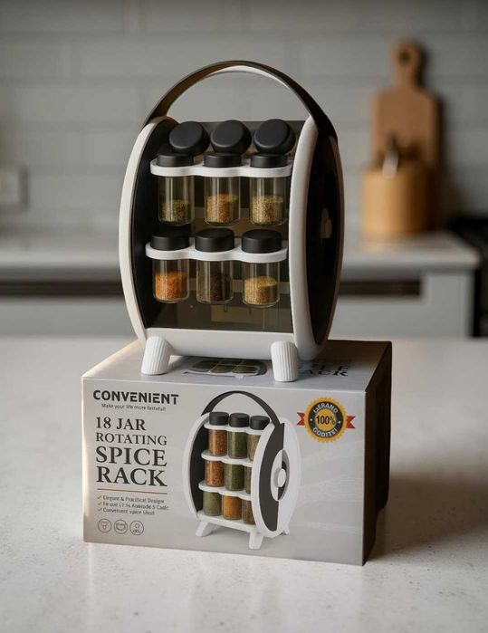 Набір баночок для спецій 18шт білого кольору на підставкі