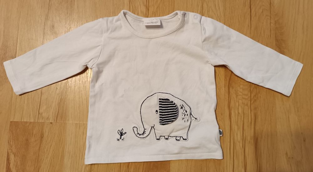 Next 62 bluzka długi rękaw ze słoniem unisex 3-6 m