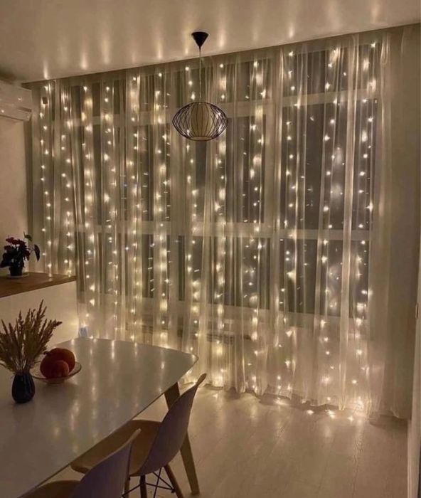 Гірлянда штора роса 3*3 м, 3*2 м, жовта біла led СУПЕР ЦІНА ОПТ