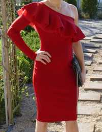 Czerwona midi sukienka Pinko bandażowa