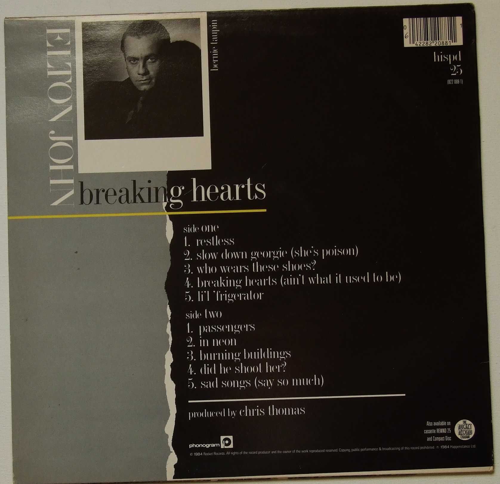 Elton John - Breaking Hearts, UK, EX, LP