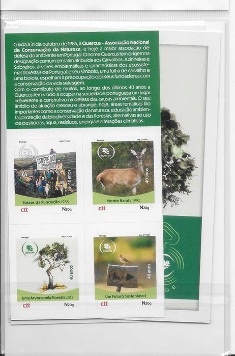 40 ANOS QUERCUS - Pack 4 selos autoadesivos + 4 bilhetes postais 2025