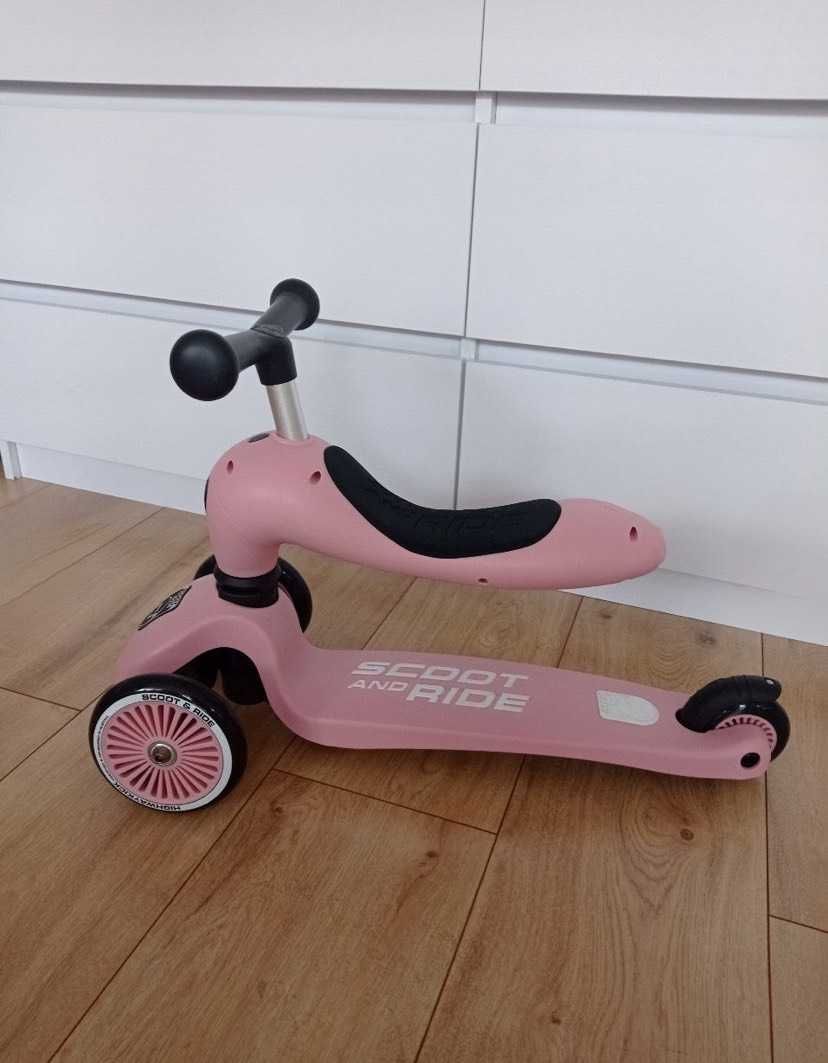 Hulajnoga dla 3 4 latka trójkołowa Scoot & Ride różowa jeździk