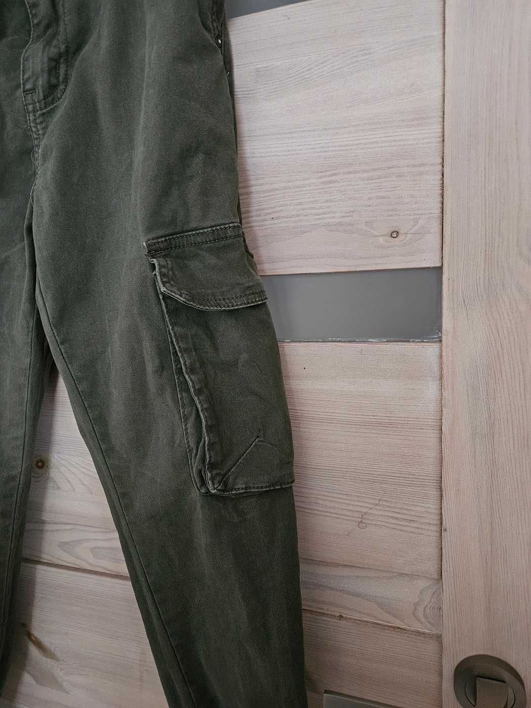 spodnie cargo kieszenie wojskowe khaki jogger 36 S