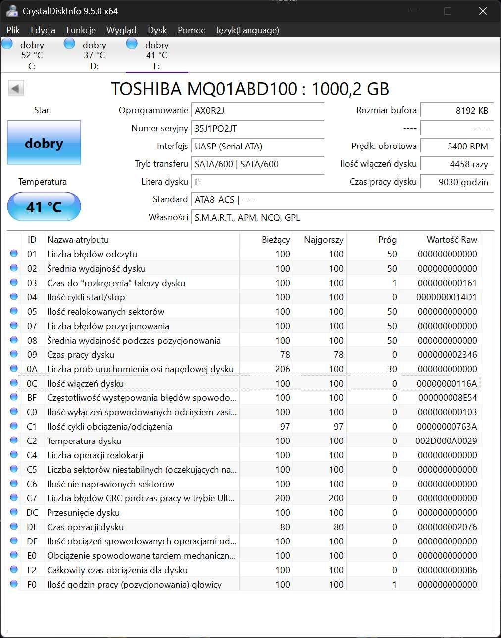 dysk HDD 2,5'' 1TB Toshiba MQ01ABD100, 1000GB