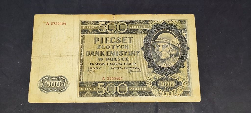 Banknot 500 zł 1940 tzw Góral