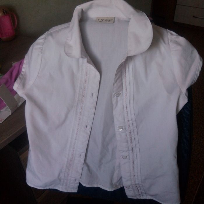 Белая блузка для девочки 7-8 лет