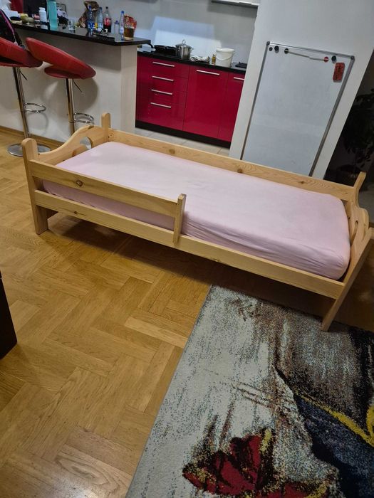 Łóżko drewniane 80/180 dziecięce, stelarz wzmocniony