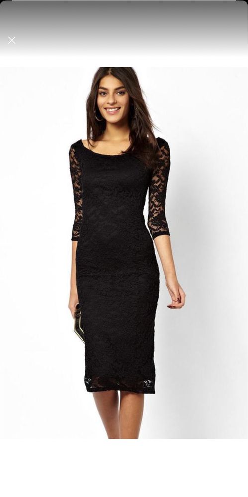 Черное гипюровое кружевное платье Zara разм S