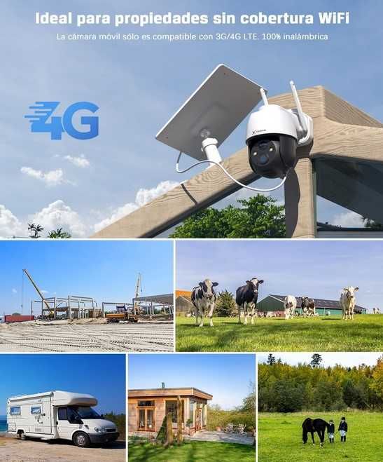Camara de Vigilância Sem WI-FI 2K 360 IP65 Exterior Painel Solar